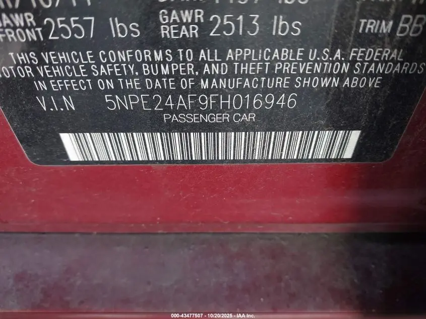 2015 HYUNDAI SONATA SE