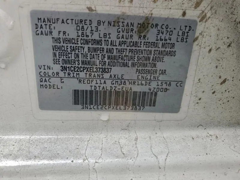 2014 NISSAN VERSA NOTE S  