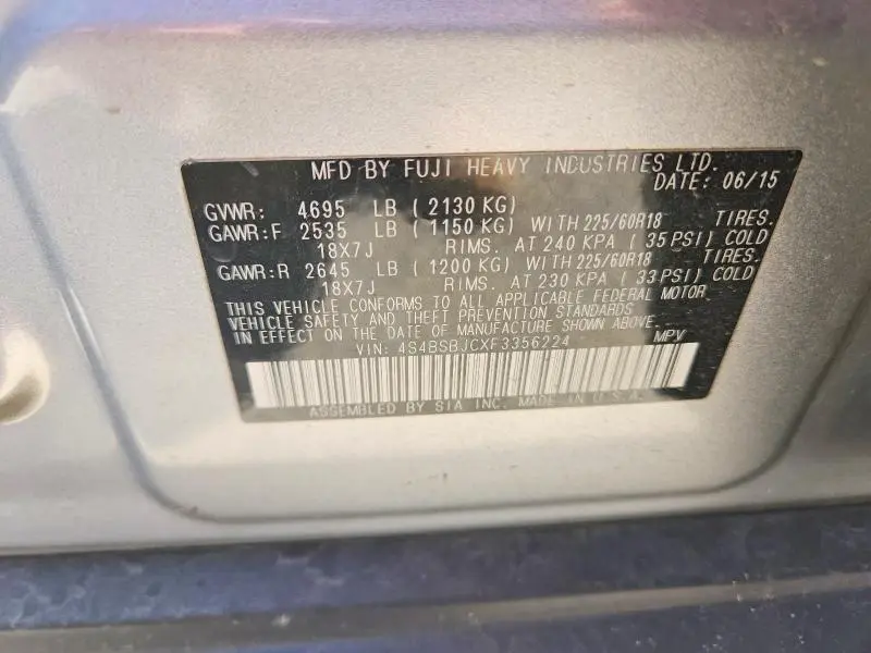 2015 SUBARU OUTBACK 2.5I LIMITED  