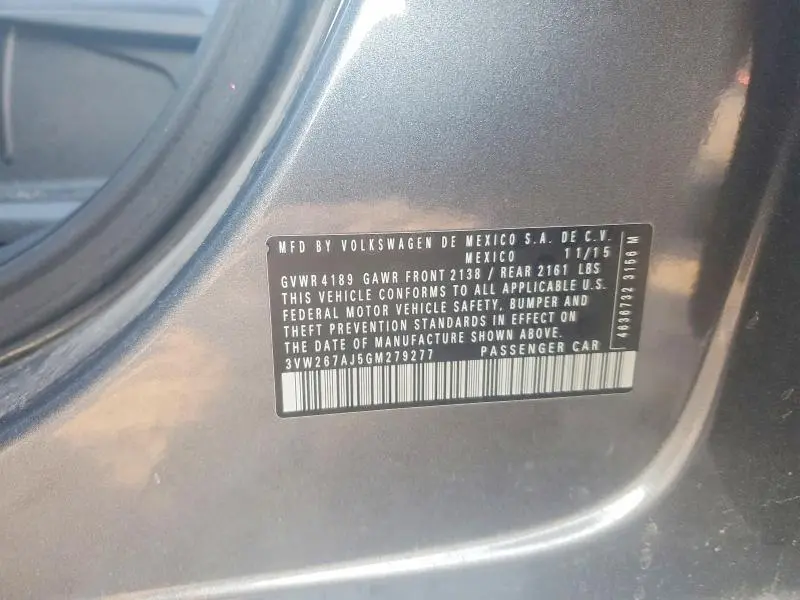 2016 VOLKSWAGEN JETTA S  