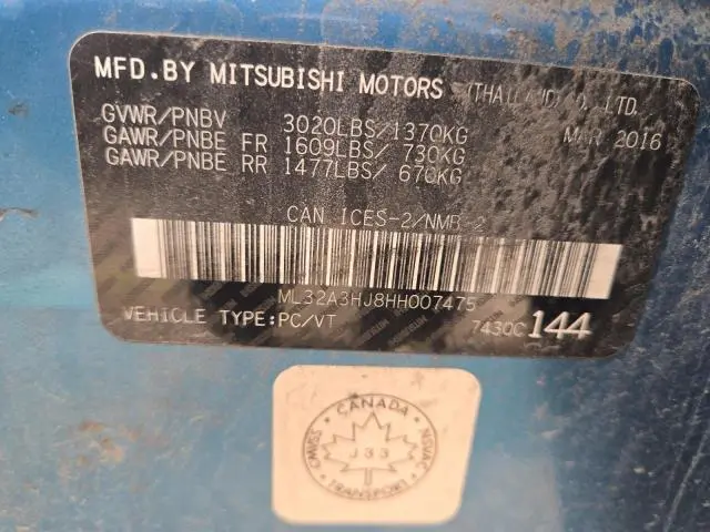 2017 MITSUBISHI MIRAGE ES  