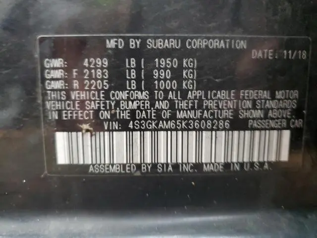 2019 SUBARU IMPREZA SPORT  