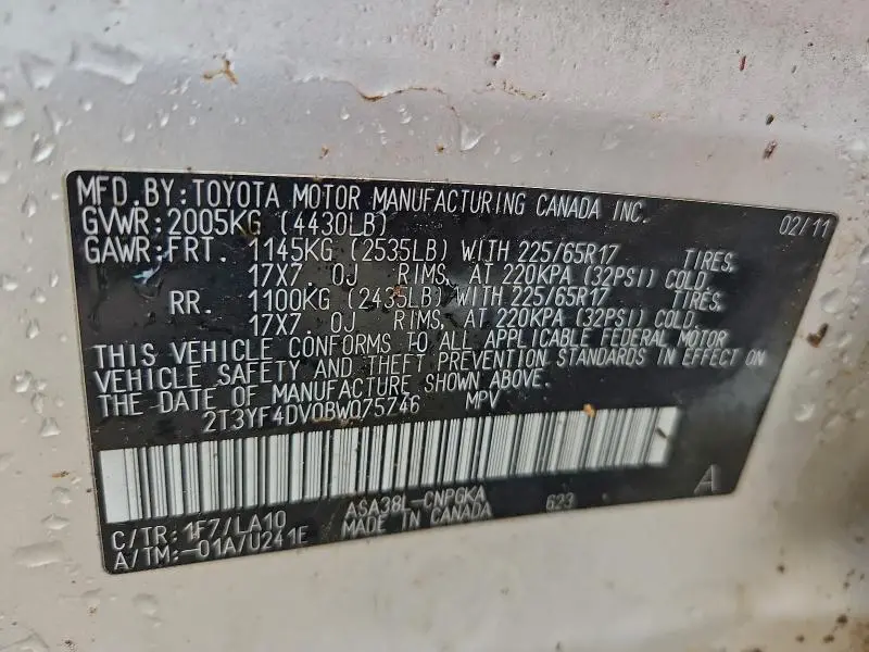 2011 TOYOTA RAV4 LIMITED  