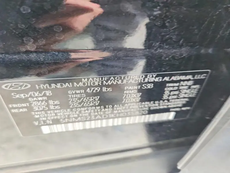 2019 HYUNDAI SANTA FE SE  