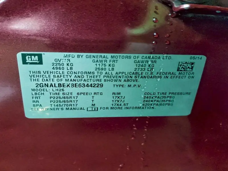 2014 CHEVROLET EQUINOX LT  