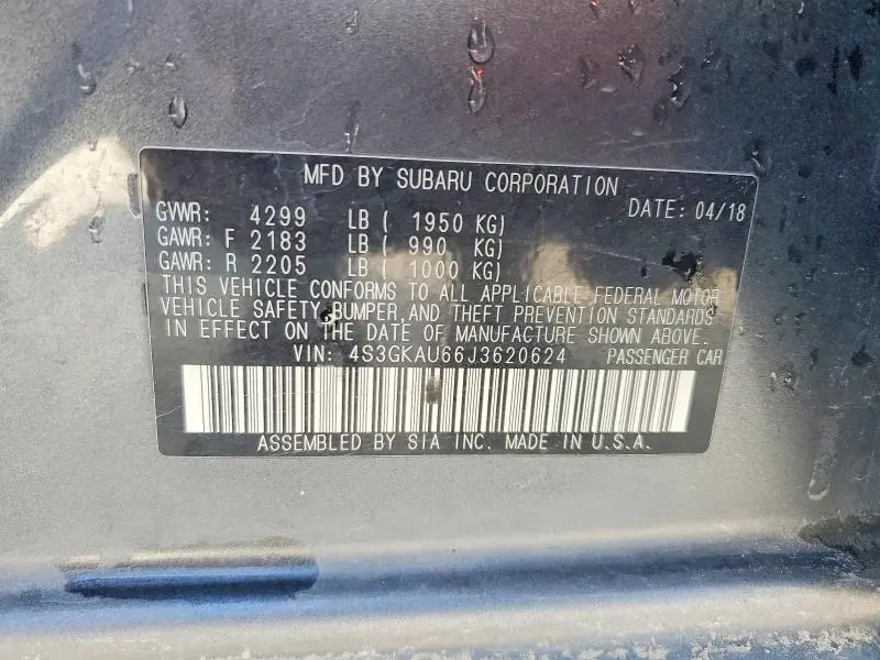 2018 SUBARU IMPREZA LIMITED  