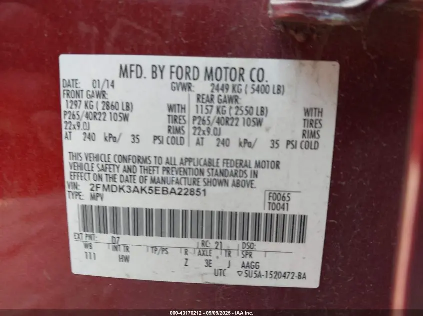 2014 FORD EDGE SPORT