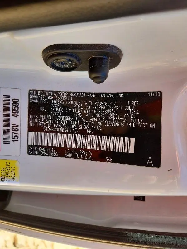 2014 TOYOTA SIENNA LE  