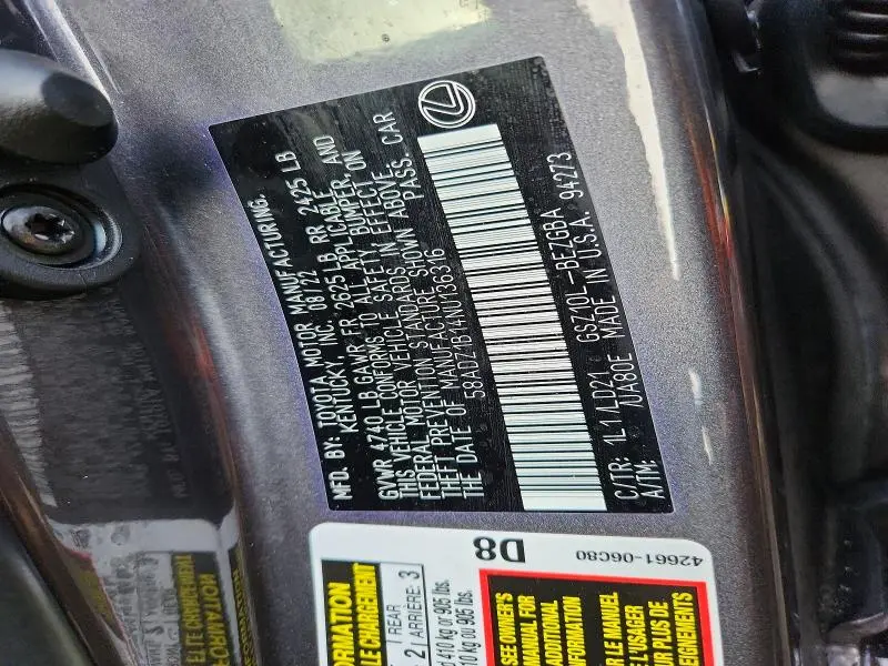 2022 LEXUS ES 350 BASE  