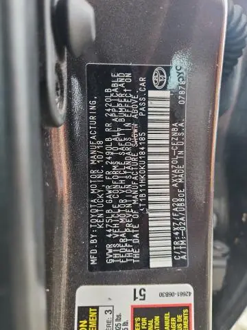 2019 TOYOTA CAMRY L