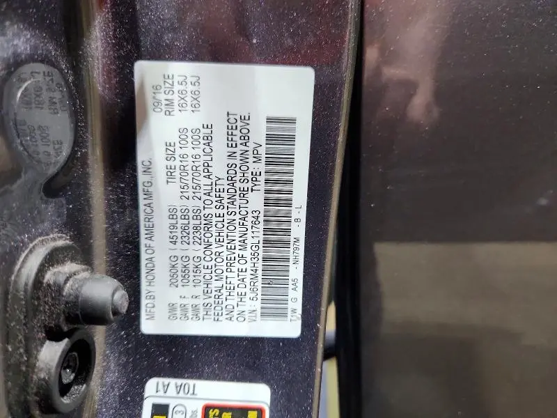 2016 HONDA CR-V LX  
