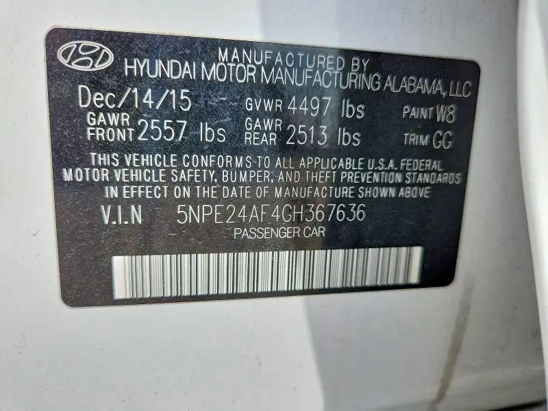 2016 HYUNDAI SONATA SE  