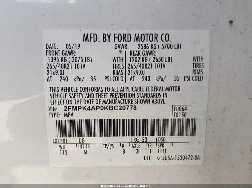 2019 FORD EDGE ST