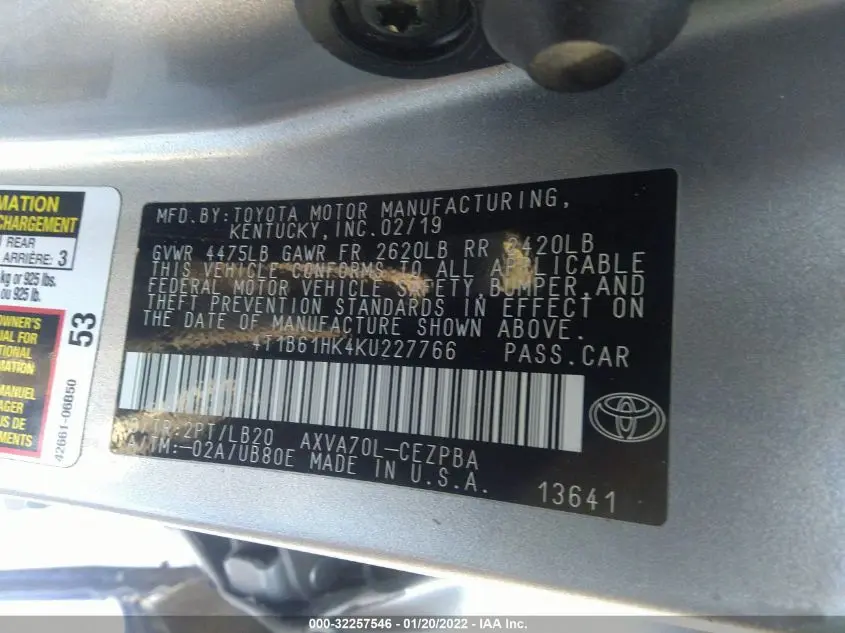 2019 TOYOTA CAMRY XSE
