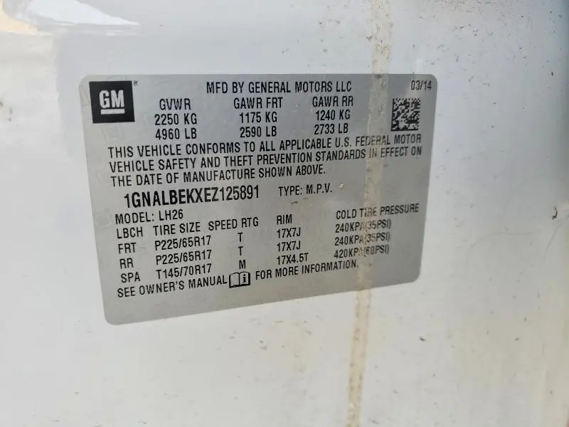 2014 CHEVROLET EQUINOX LT  