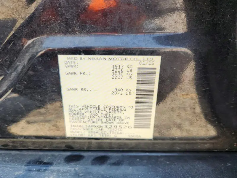 2016 NISSAN ALTIMA 2.5 S  