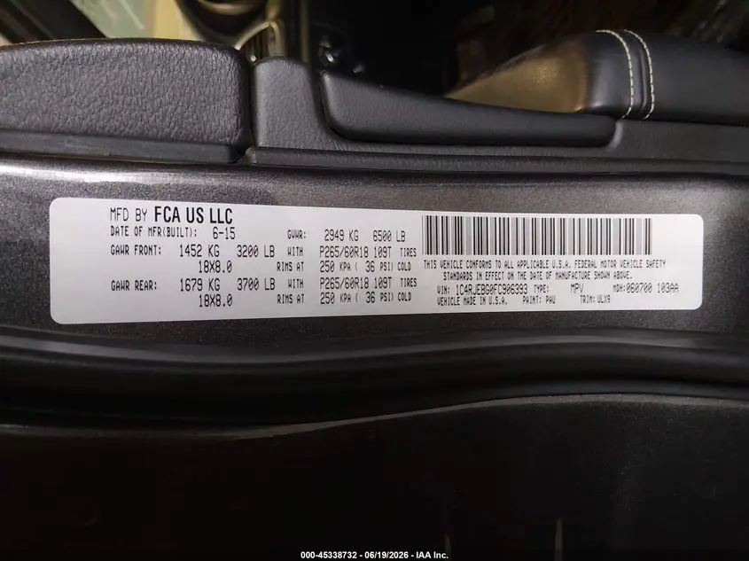 2015 JEEP GRAND CHEROKEE LIMITED