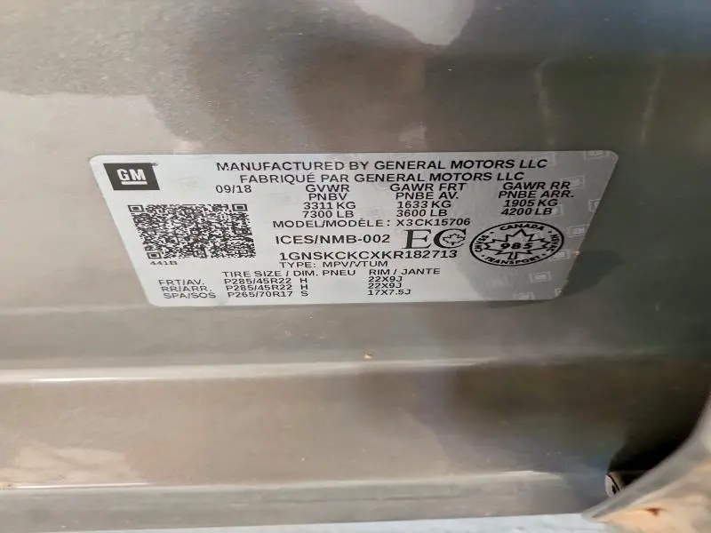 2019 CHEVROLET TAHOE K1500 PREMIER  