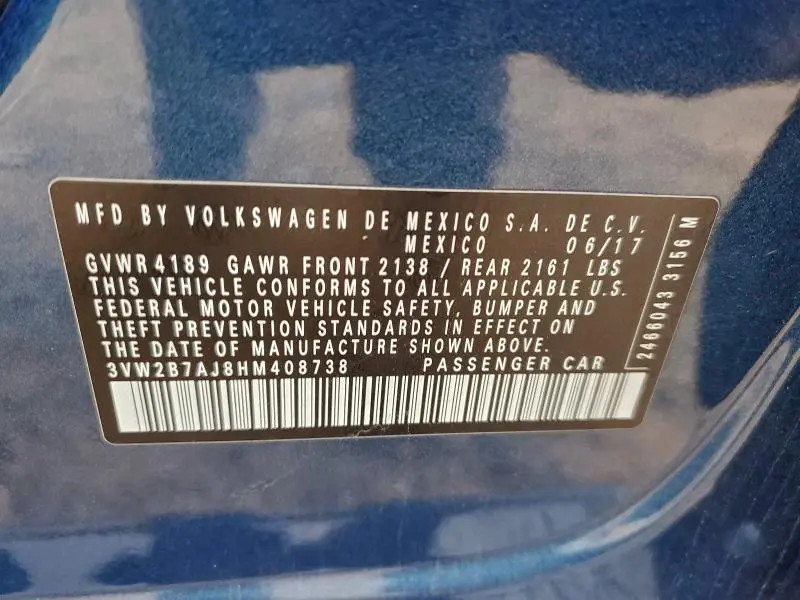 2017 VOLKSWAGEN JETTA S  