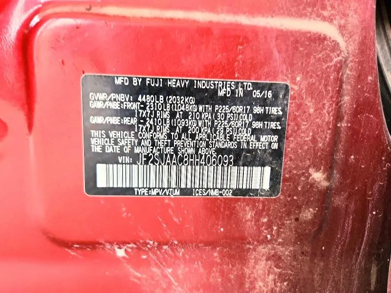 2017 SUBARU FORESTER 2.5I  