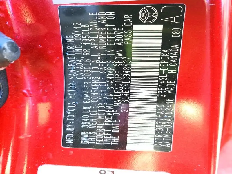 2013 TOYOTA COROLLA BASE  