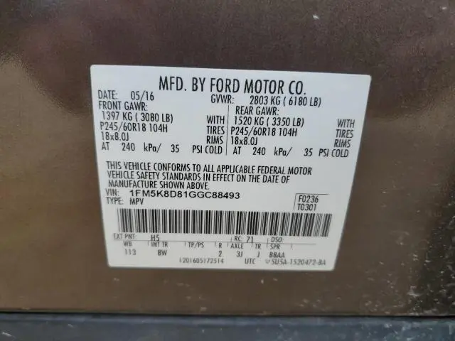 2016 FORD EXPLORER XLT  