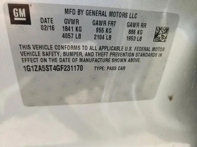 2016 CHEVROLET MALIBU L  