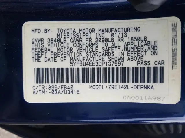 2013 TOYOTA COROLLA BASE