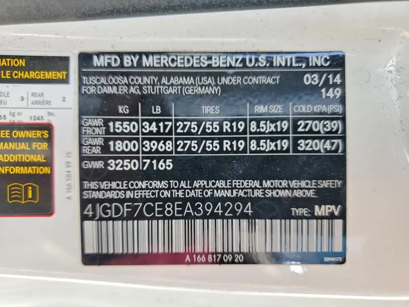 2014 MERCEDES-BENZ GL 450 4MATIC  