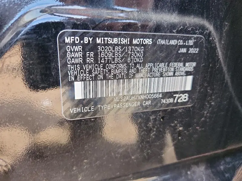 2022 MITSUBISHI MIRAGE ES  