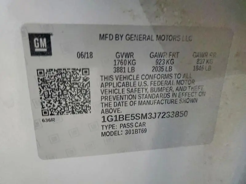 2018 CHEVROLET CRUZE LT  