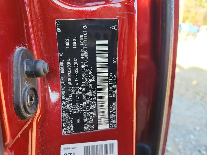 2015 TOYOTA SIENNA XLE  