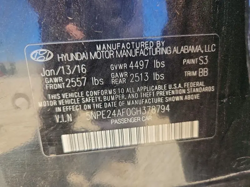 2016 HYUNDAI SONATA SE  