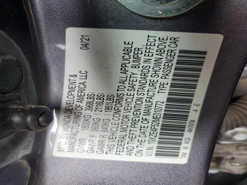 2021 HONDA INSIGHT EX  