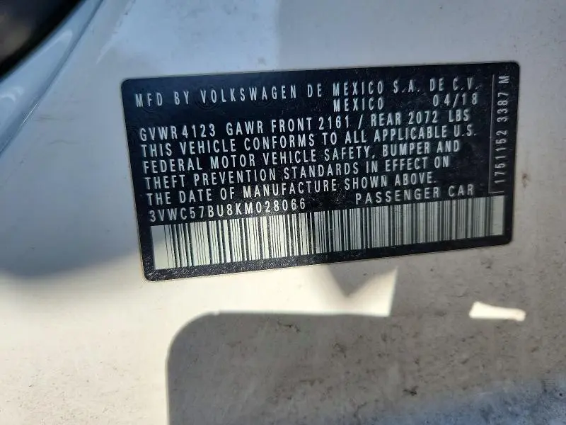 2019 VOLKSWAGEN JETTA S  