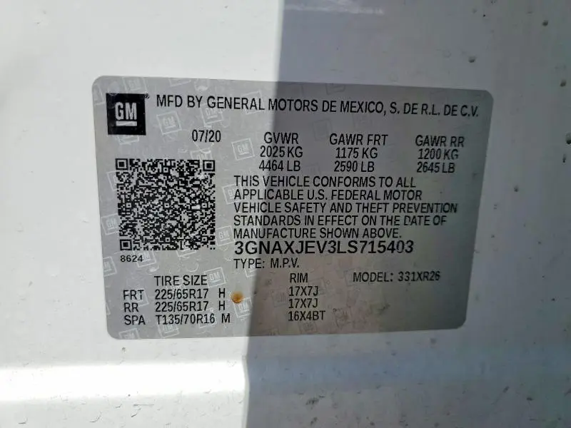 2020 CHEVROLET EQUINOX LT  
