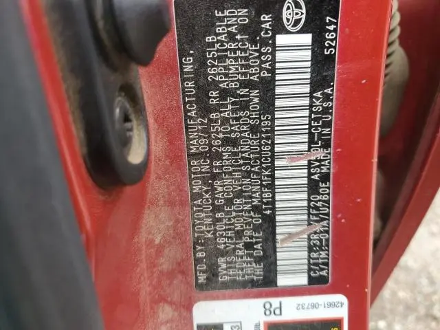 2012 TOYOTA CAMRY BASE  