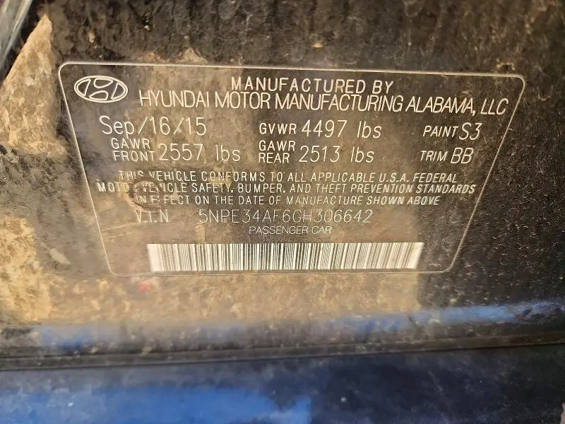 2016 HYUNDAI SONATA SPORT  