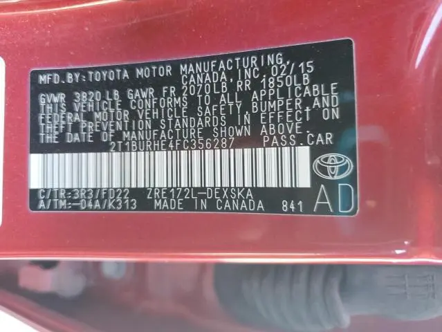 2015 TOYOTA COROLLA L  