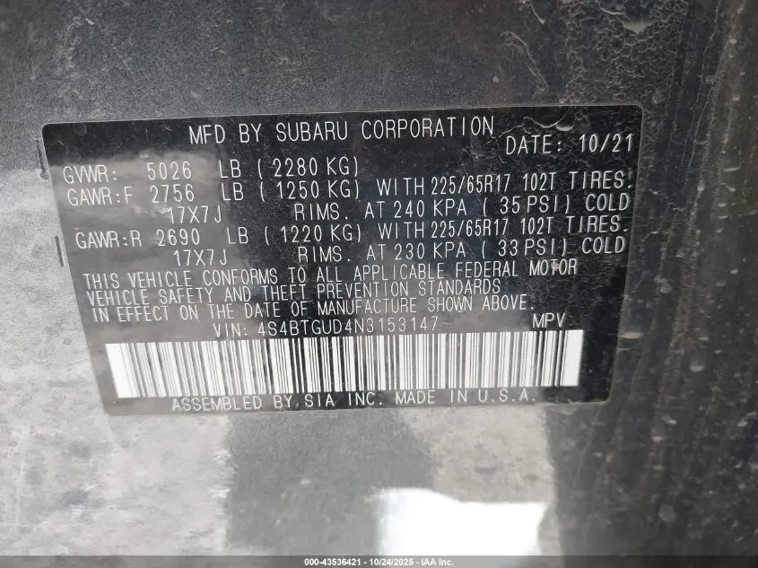 2022 SUBARU OUTBACK WILDERNESS