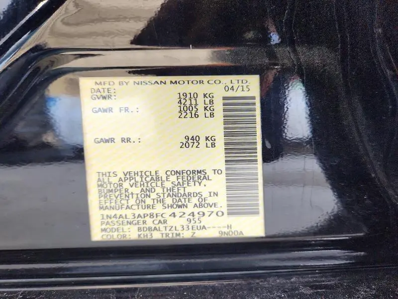 2015 NISSAN ALTIMA 2.5 SL  