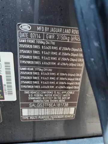 2014 LAND ROVER RANGE ROVER SUPERCHARGED  