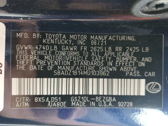 2021 LEXUS ES 350 BASE  