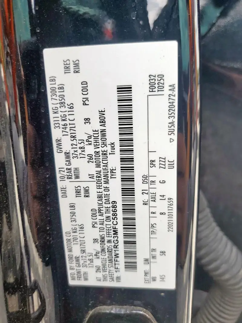 2021 FORD F150 RAPTOR  