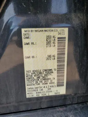 2015 NISSAN ALTIMA 2.5  