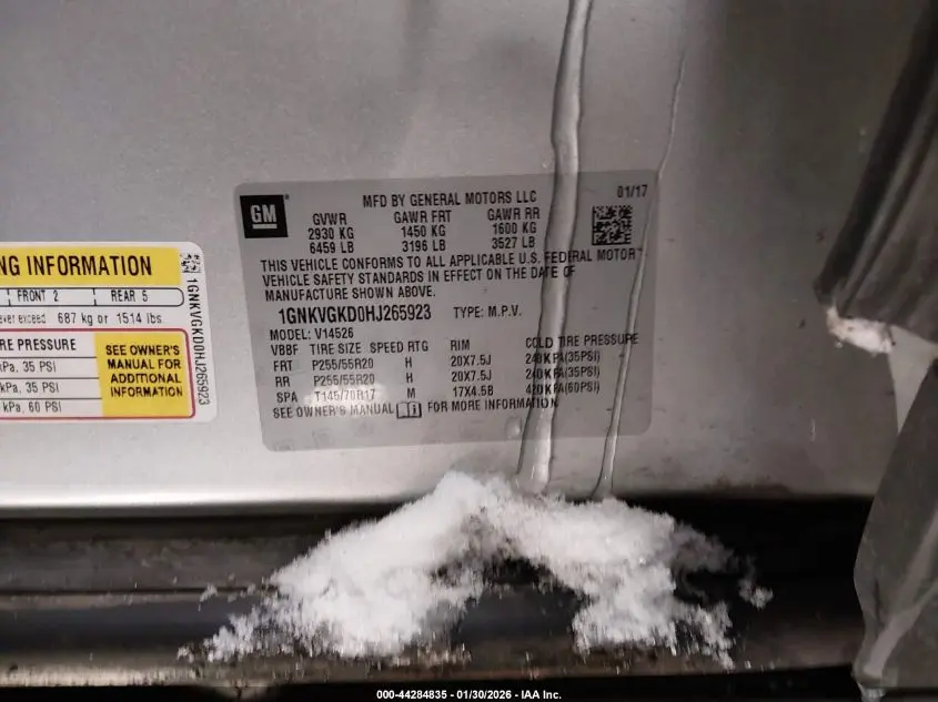 2017 CHEVROLET TRAVERSE 1LT