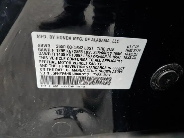 2018 HONDA PILOT EXL  