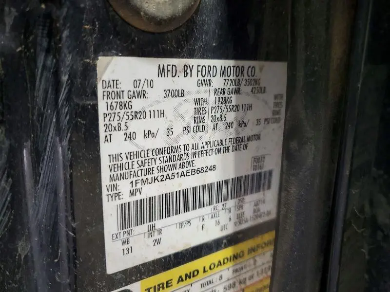 2010 FORD EXPEDITION EL LIMITED  