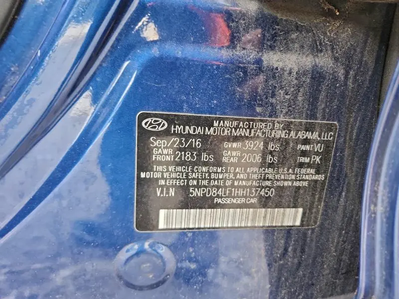 2017 HYUNDAI ELANTRA SE  