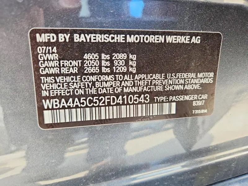 2015 BMW 428 I GRAN COUPE  
